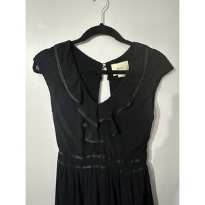 Anthrpologie Elevenses Romper womens 0 black ruffle button cutout boho feminine